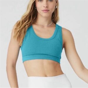 ALO Yoga Blue Ribbed Sports Bra